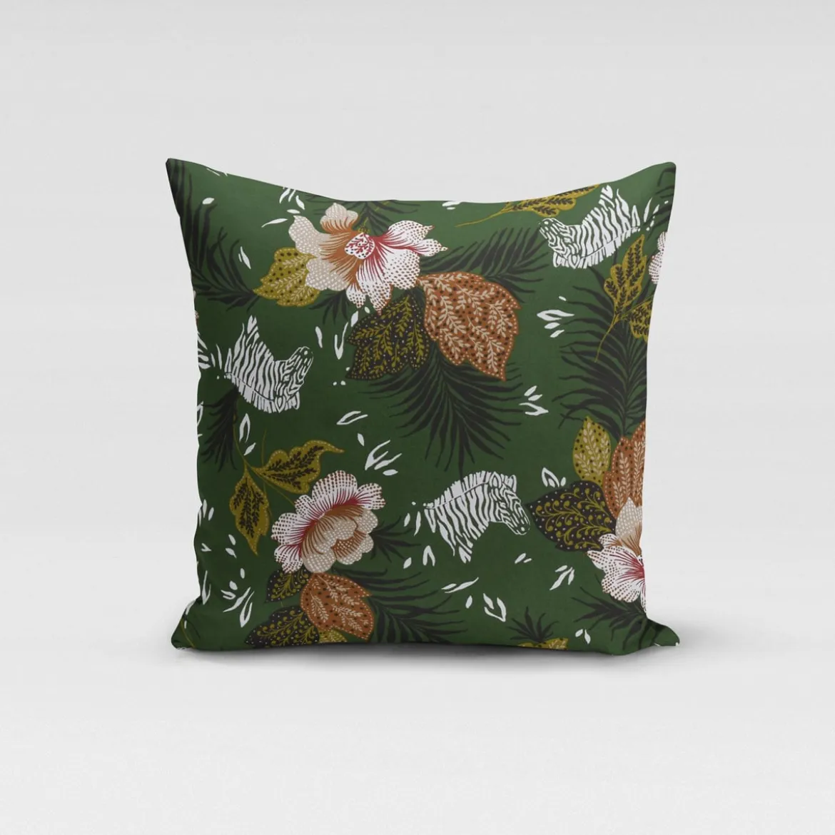 Dekostoff Baumwolle ZOOP Blumen Zebra grün braun weiß schwarz 1,5m Breite