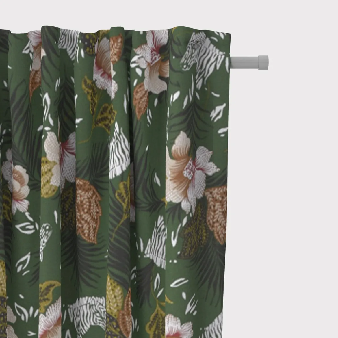 Dekostoff Baumwolle ZOOP Blumen Zebra grün braun weiß schwarz 1,5m Breite