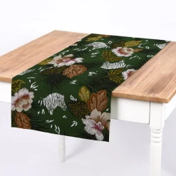 Dekostoff Baumwolle ZOOP Blumen Zebra grün braun weiß schwarz 1,5m Breite