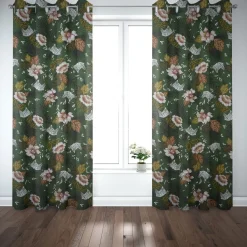 Dekostoff Baumwolle ZOOP Blumen Zebra grün braun weiß schwarz 1,5m Breite