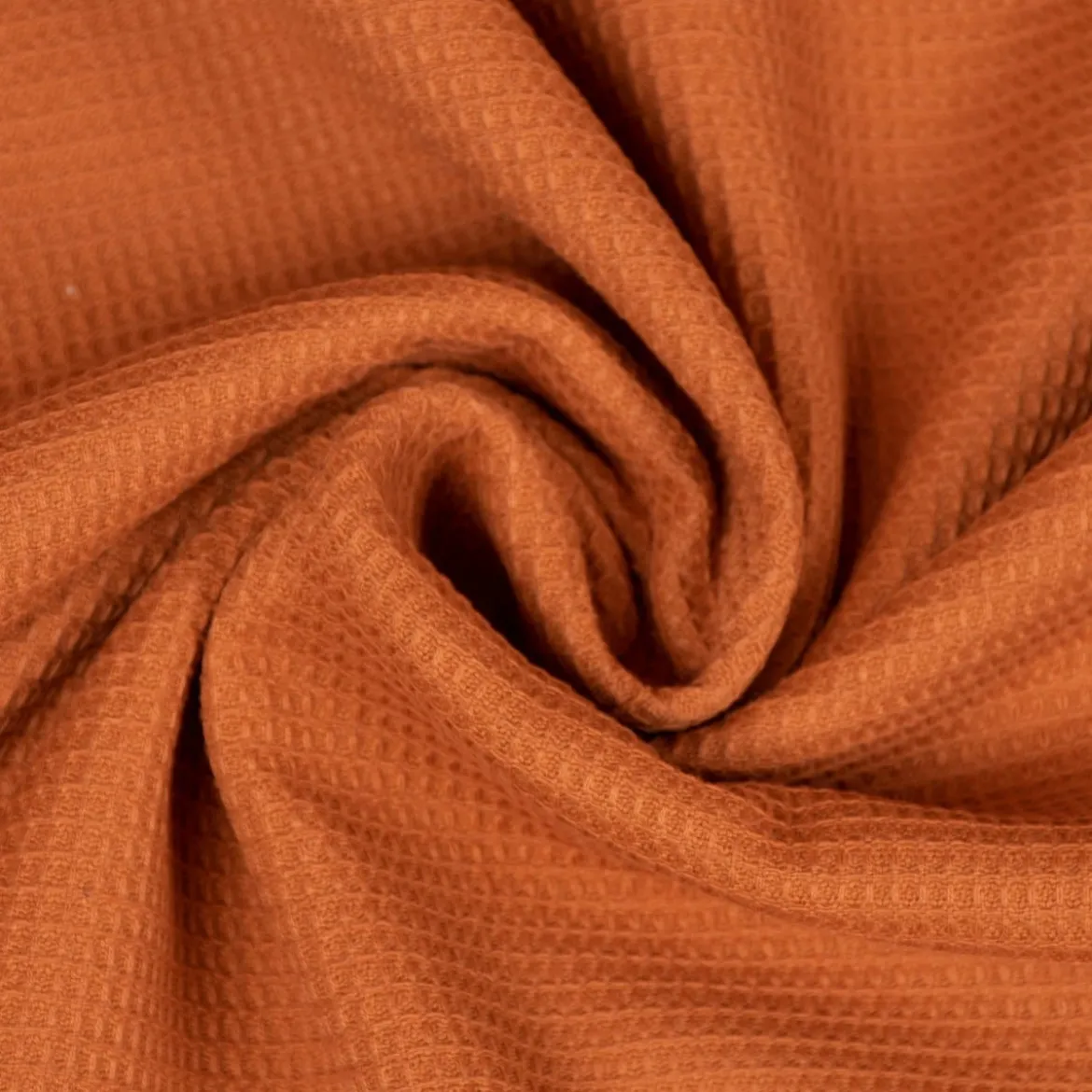 Dekostoff Baumwollstoff überbreit Waffelrelief Kästchenstruktur burnt orange 2,80m Breite