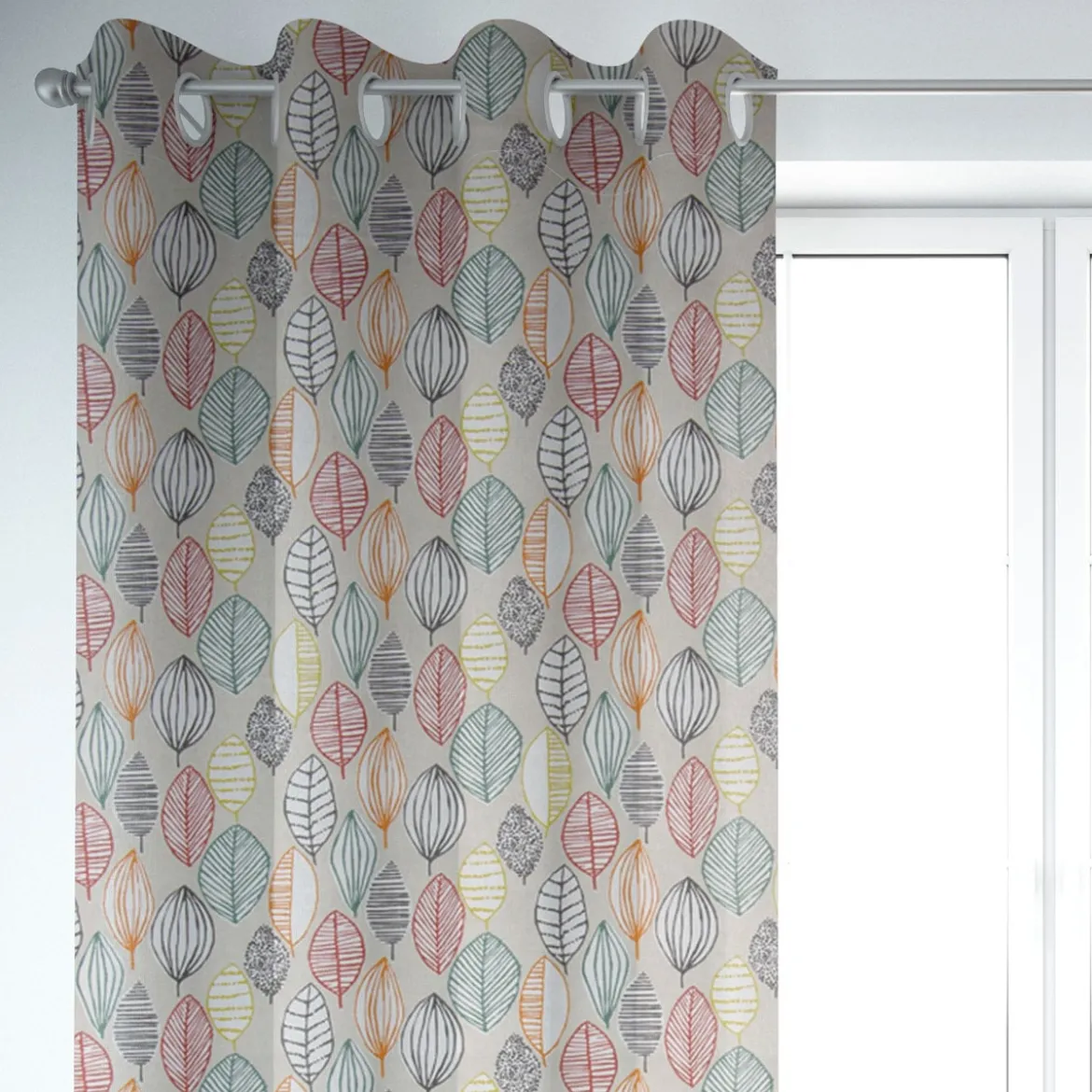 Dekostoff Baumwollstoff Canyon Blätter beige braun grün rot 1,4m Breite
