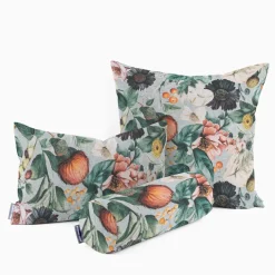 Dekostoff Baumwollstoff Canvas Stoff Vorhangstoff Digitaldruck Vintage Blumen blaugrau 1,40m Breite
