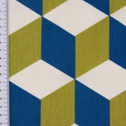 Dekostoff Baumwollstoff Cube Vierecke Würfel 3D weiß grün blau 1,38m Breite