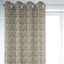 Dekostoff Baumwollstoff Dreiecke in Reihen beige petrol ocker schwarz 1,4m Breite