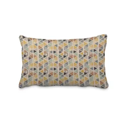 Dekostoff Baumwollstoff Dreiecke in Reihen beige petrol ocker schwarz 1,4m Breite