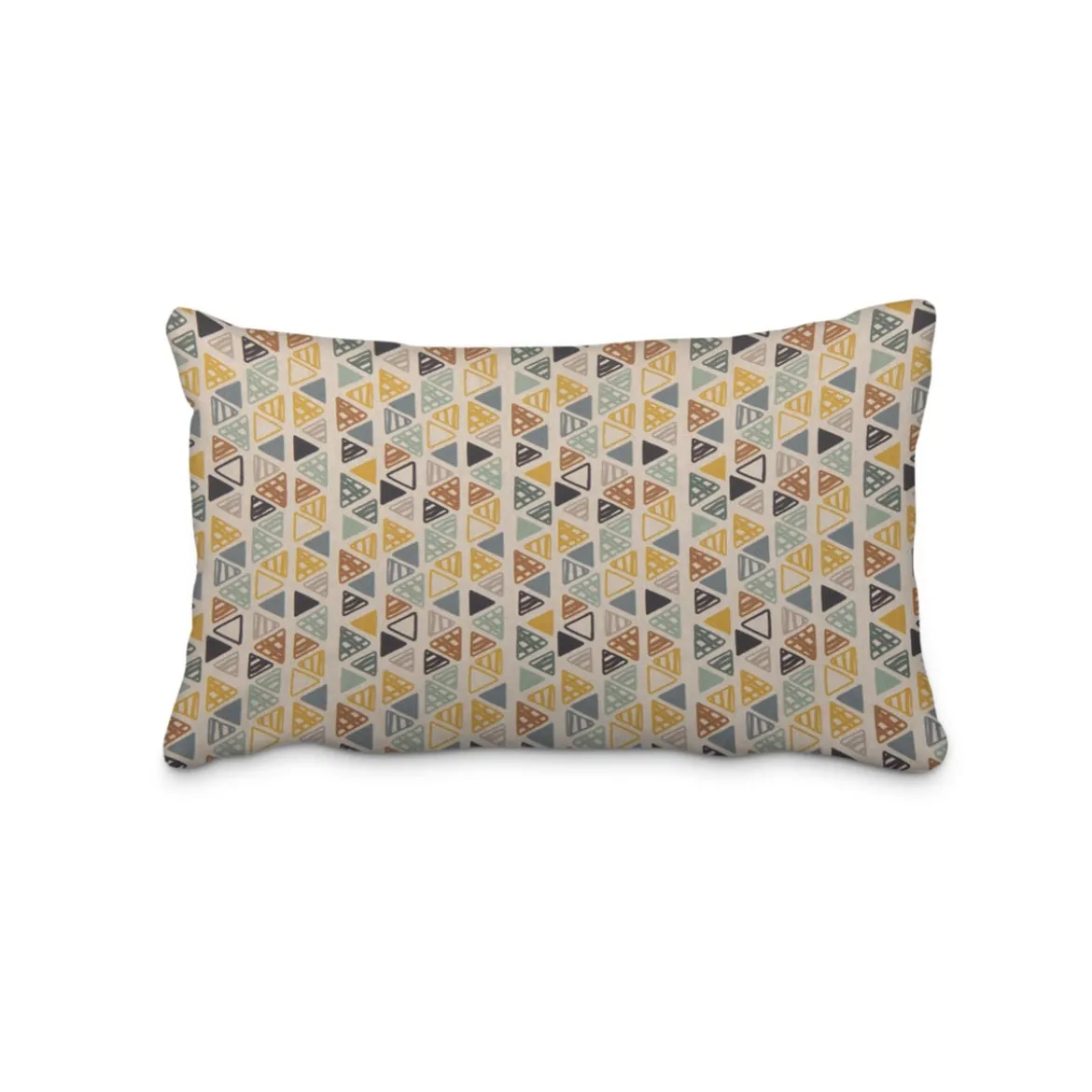 Dekostoff Baumwollstoff Dreiecke in Reihen beige petrol ocker schwarz 1,4m Breite