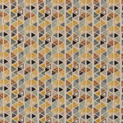 Dekostoff Baumwollstoff Dreiecke in Reihen beige petrol ocker schwarz 1,4m Breite