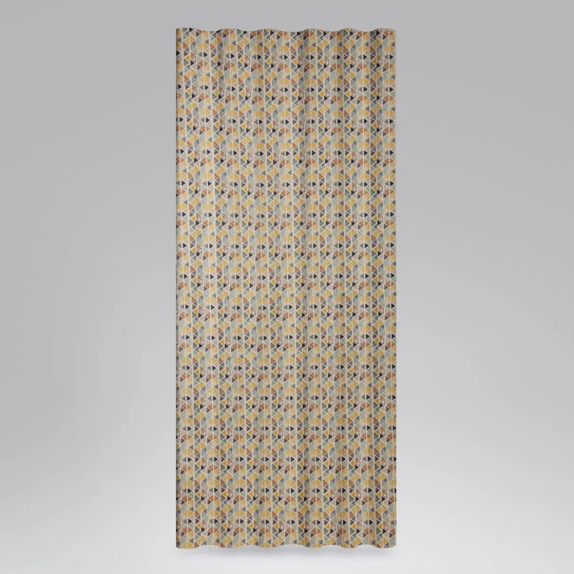 Dekostoff Baumwollstoff Dreiecke in Reihen beige petrol ocker schwarz 1,4m Breite