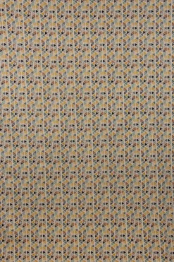 Dekostoff Baumwollstoff Dreiecke in Reihen beige petrol ocker schwarz 1,4m Breite
