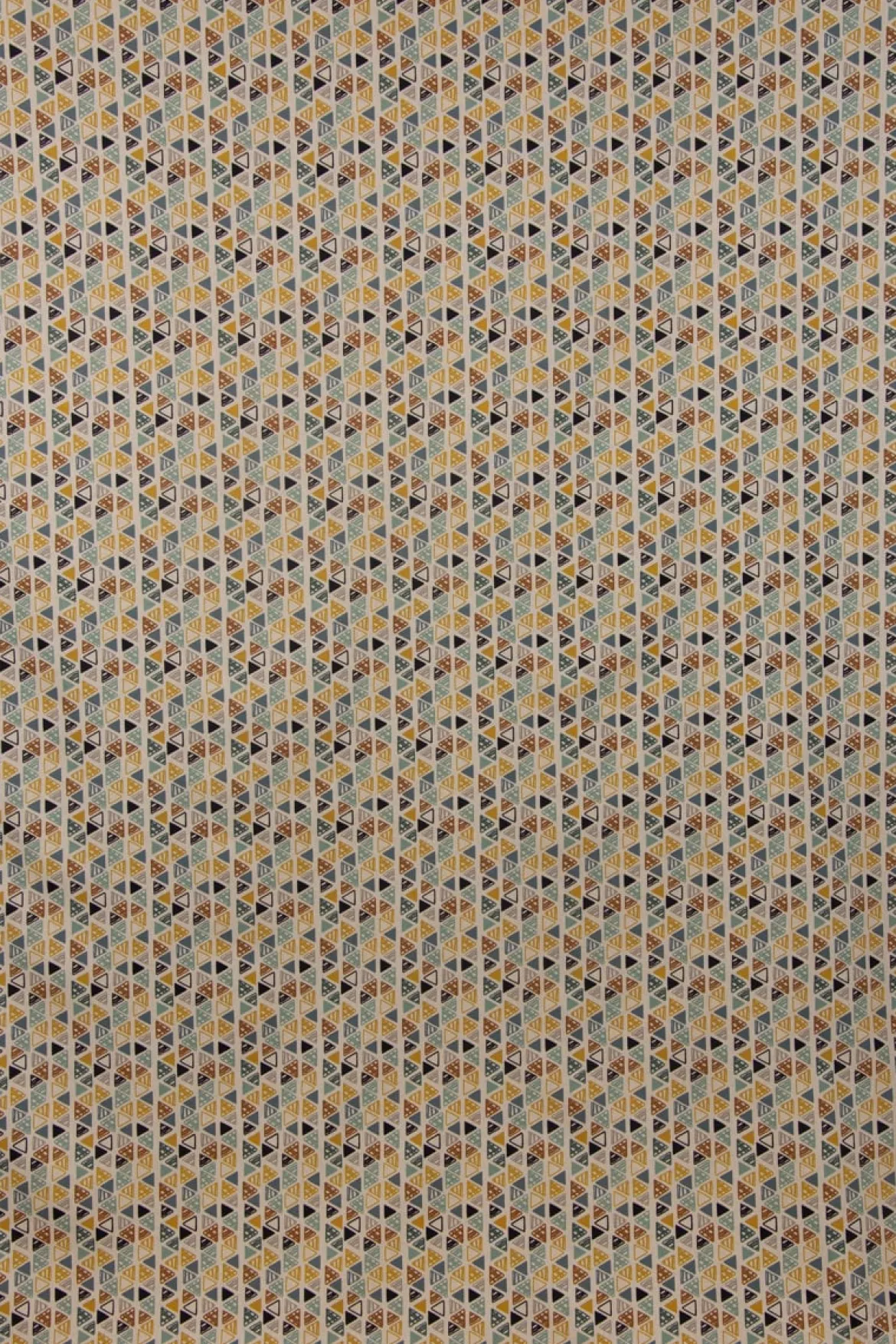 Dekostoff Baumwollstoff Dreiecke in Reihen beige petrol ocker schwarz 1,4m Breite