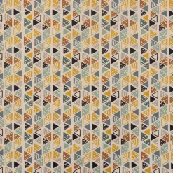 Dekostoff Baumwollstoff Dreiecke in Reihen beige petrol ocker schwarz 1,4m Breite