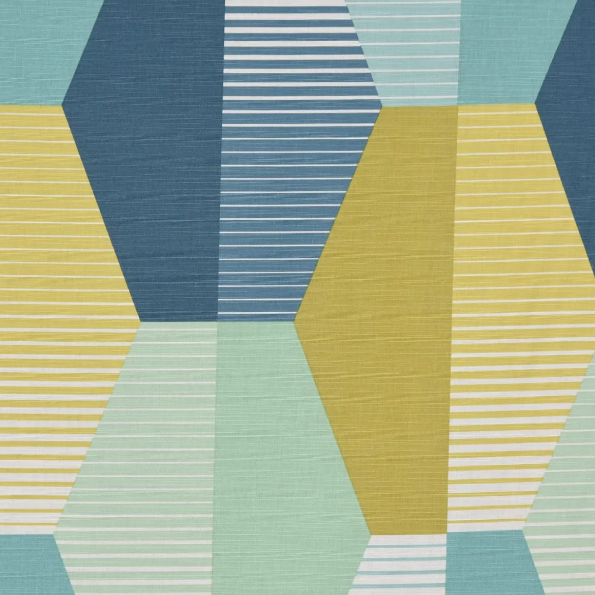 Dekostoff Baumwollstoff geometrisch Retro Sechseck blau grün weiß 1,4m Breite