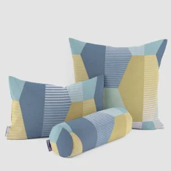 Dekostoff Baumwollstoff geometrisch Retro Sechseck blau grün weiß 1,4m Breite