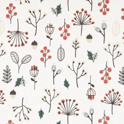 Dekostoff Baumwollstoff Halbpanama Weihnachtsstoff Merry Christmas Blumen Blätter Beeren Eicheln ecru 1,40m Breite