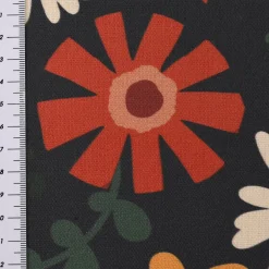Dekostoff Baumwollstoff Halbpanama Blumen Blüten schwarz bunt 1,40m Breite
