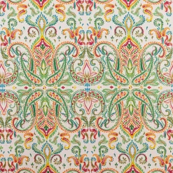 Dekostoff Baumwollstoff Halbpanama Paisley Ornamente weiß bunt 1,40m Breite