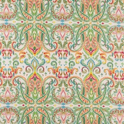 Dekostoff Baumwollstoff Halbpanama Paisley Ornamente weiß bunt 1,40m Breite