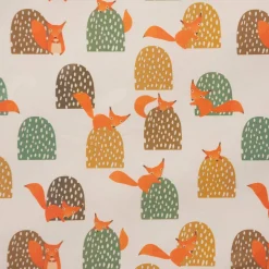 Dekostoff Baumwollstoff Halbpanama Eichhörnchen Hügel mint braun ocker orange raumhoch 2,80m Breite