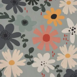 Dekostoff Baumwollstoff Halbpanama Blumen Blüten mint bunt 1,40m Breite