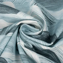 Dekostoff Baumwollstoff Halbpanama Digitaldruck Wellen blau 1,40m Breite