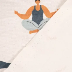 Dekostoff Baumwollstoff Halbpanama Digitaldruck Body Positivity Yoga wollweiß blau 1,40m Breite