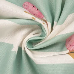 Dekostoff Baumwollstoff Halbpanama Digitaldruck Lizenz Peppa Pig Hula Hoop weiß mint 1,40m Breite