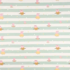 Dekostoff Baumwollstoff Halbpanama Digitaldruck Lizenz Peppa Pig Hula Hoop weiß mint 1,40m Breite