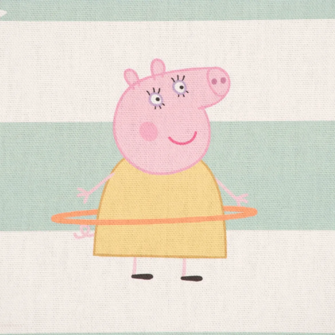 Dekostoff Baumwollstoff Halbpanama Digitaldruck Lizenz Peppa Pig Hula Hoop weiß mint 1,40m Breite