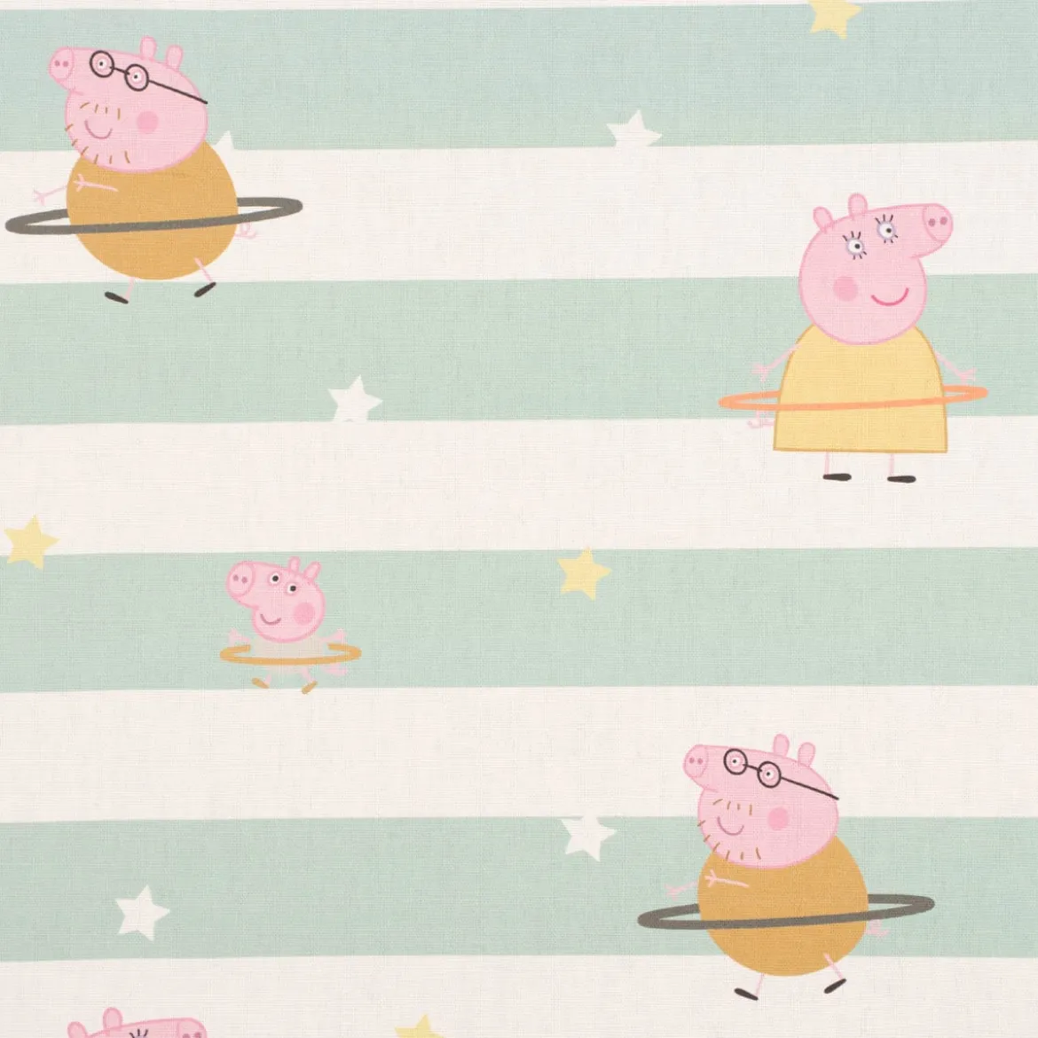 Dekostoff Baumwollstoff Halbpanama Digitaldruck Lizenz Peppa Pig Hula Hoop weiß mint 1,40m Breite