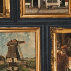 Dekostoff Baumwollstoff Halbpanama Dutch Art Piece Gemälde Galerie dunkelblau 1,40m Breite