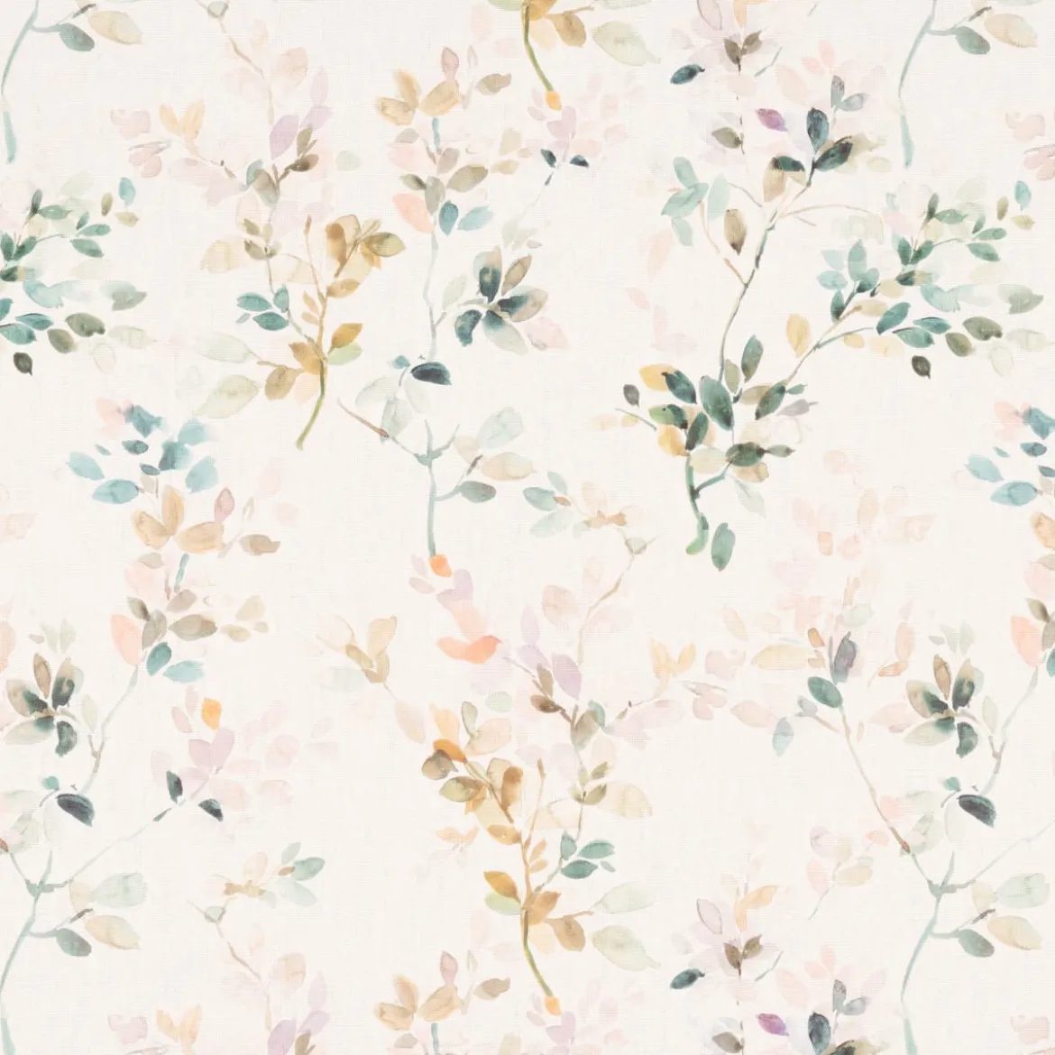Dekostoff Baumwollstoff Halbpanama Aziza1 Aquarell Blätterzweige Blüten pastell 1,40m Breite