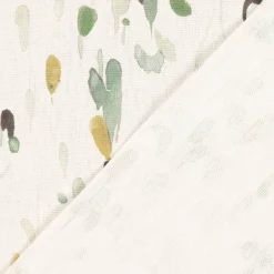 Dekostoff Baumwollstoff Halbpanama Aziza2 Aquarell Blumen Blätter ecru grün 1,40m Breite