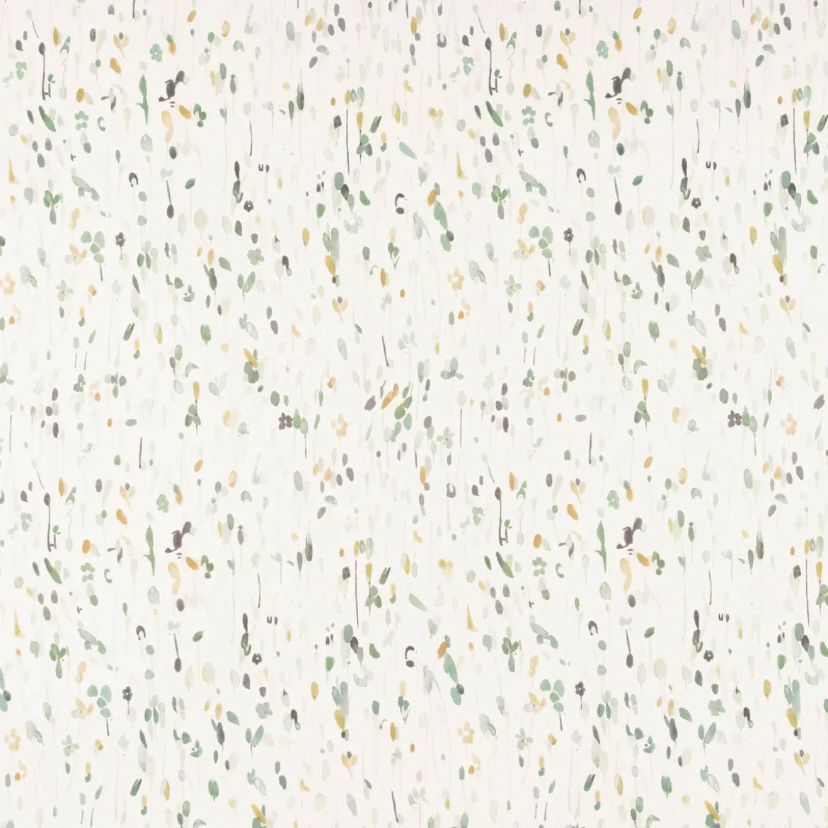 Dekostoff Baumwollstoff Halbpanama Aziza2 Aquarell Blumen Blätter ecru grün 1,40m Breite