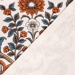 Dekostoff Baumwollstoff Halbpanama Digitaldruck Blumen Ornamente Tiere weiß bunt 1,40m Breite