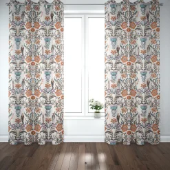 Dekostoff Baumwollstoff Halbpanama Digitaldruck Blumen Ornamente Tiere weiß bunt 1,40m Breite
