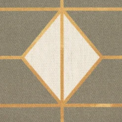 Dekostoff Baumwollstoff Halbpanama Navani3 Art Deco Geometrie khakigrün gold beige 1,40m Breite