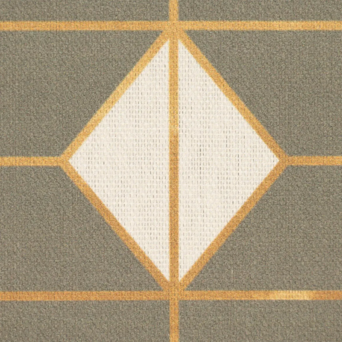 Dekostoff Baumwollstoff Halbpanama Navani3 Art Deco Geometrie khakigrün gold beige 1,40m Breite