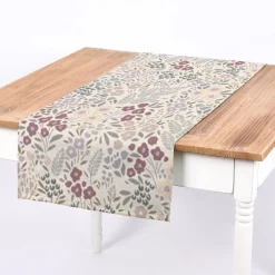 Dekostoff Baumwollstoff Halbpanama Digitaldruck Allover Blumenwiese weiß lila 1,40m Breite