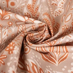 Dekostoff Baumwollstoff Halbpanama Digitaldruck Blätter Blumen Gräser beige orange 1,40m Breite