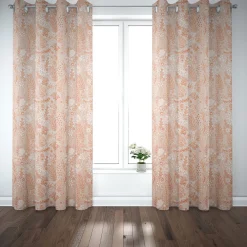 Dekostoff Baumwollstoff Halbpanama Digitaldruck Blätter Blumen Gräser beige orange 1,40m Breite