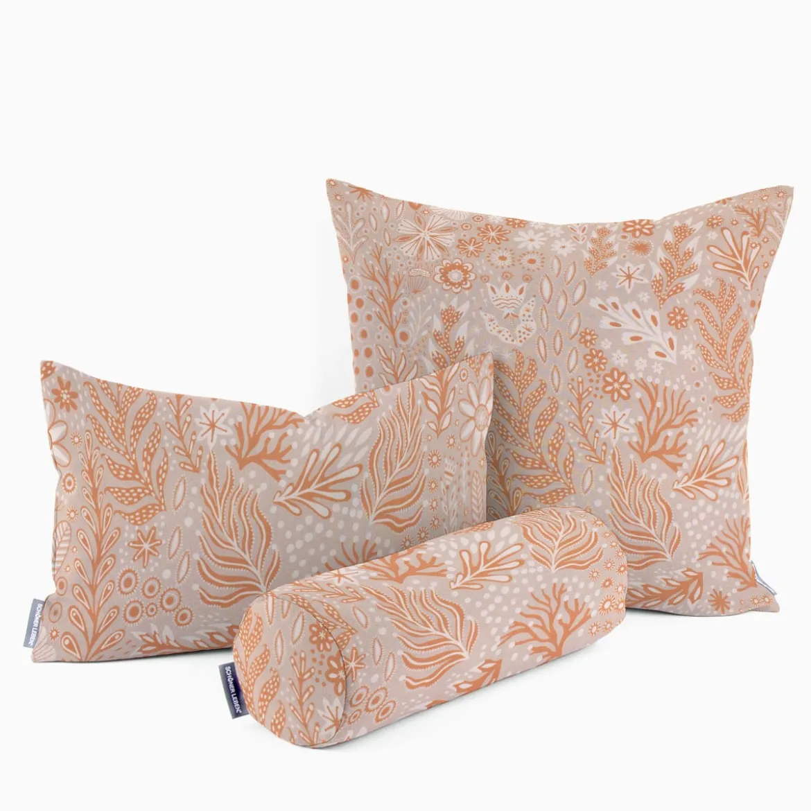 Dekostoff Baumwollstoff Halbpanama Digitaldruck Blätter Blumen Gräser beige orange 1,40m Breite
