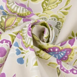 Dekostoff Baumwollstoff Mirabelle Blumen Blüten abstrakt beige grün lila 1,38m Breite