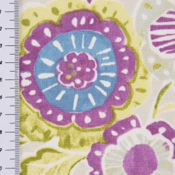 Dekostoff Baumwollstoff Mirabelle Blumen Blüten abstrakt beige grün lila 1,38m Breite