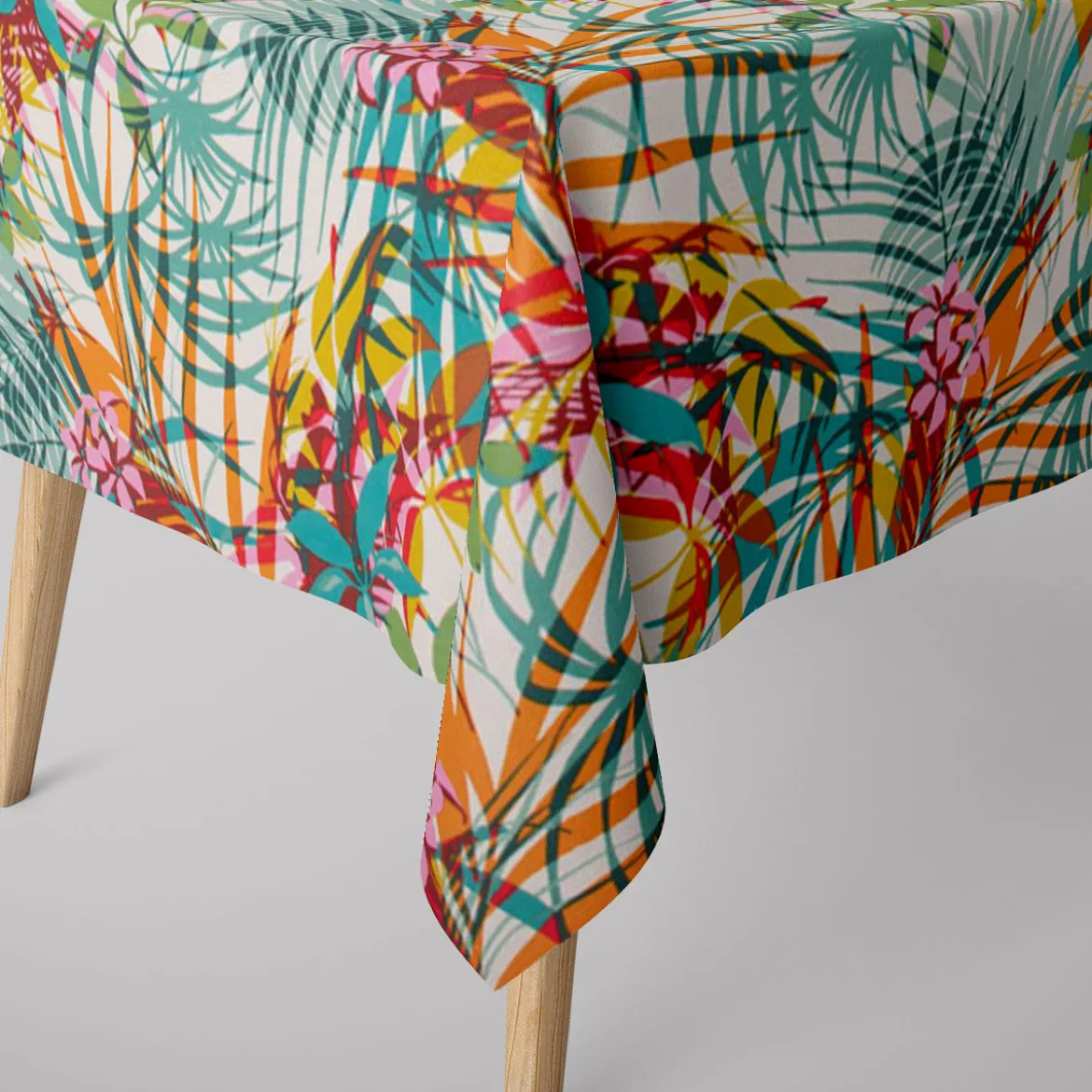 Dekostoff Baumwollstoff Poerani Exotik Blätter Blumen bunt 160cm Breite