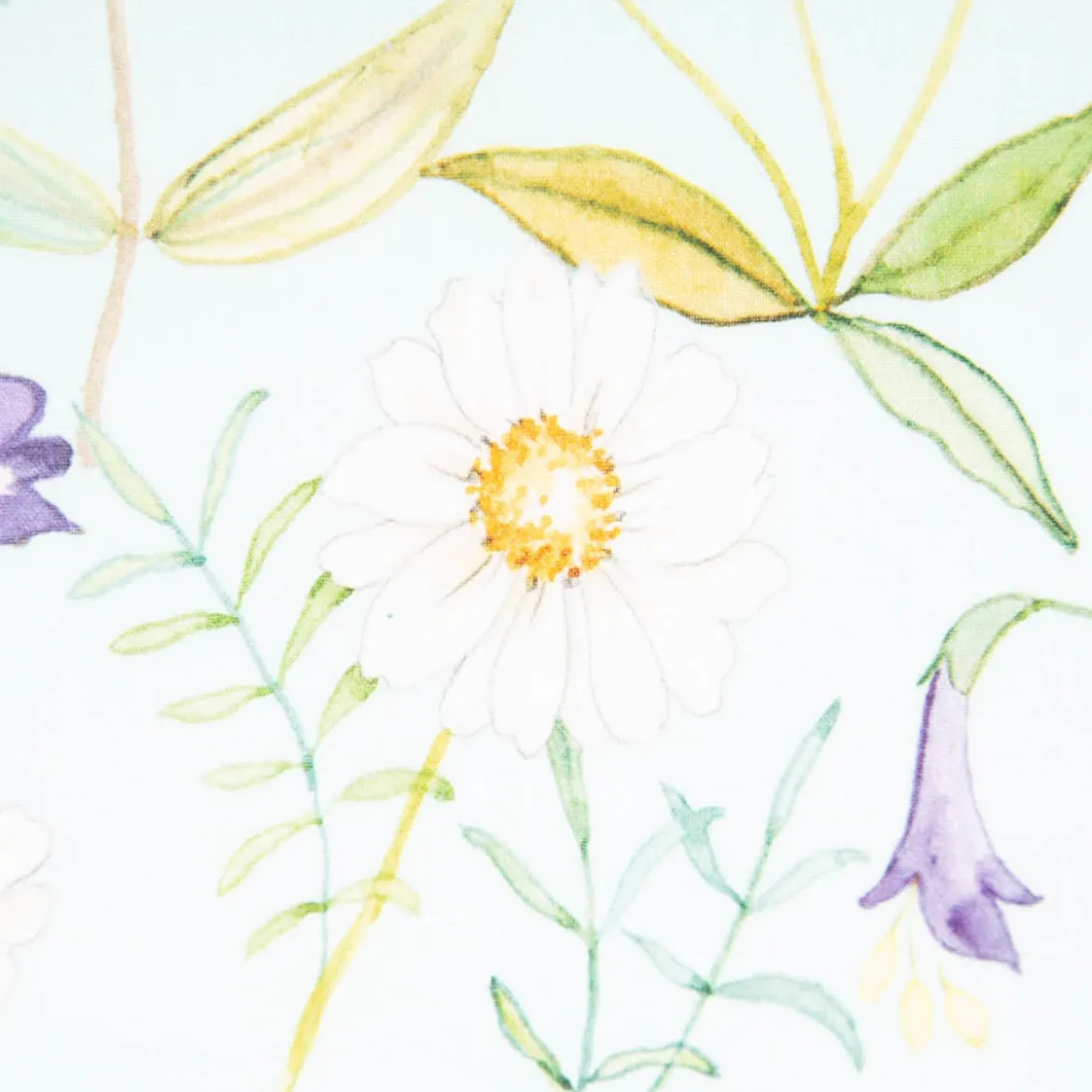 Dekostoff Baumwollstoff Popeline Digitaldruck Daisy Wildflower Garden hellblau lila 1,40m Breite