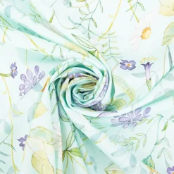 Dekostoff Baumwollstoff Popeline Digitaldruck Daisy Wildflower Garden hellblau lila 1,40m Breite