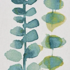Dekostoff Baumwollstoff Ranken Blätter Aquarell weiß grün blau 1,37m Breite