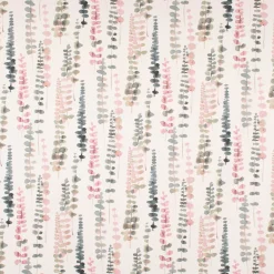 Dekostoff Baumwollstoff Ranken Blätter Aquarell weiß grün rosa 1,37m Breite