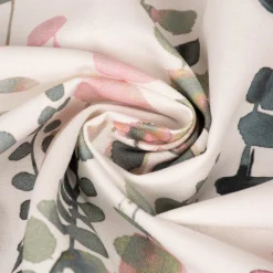 Dekostoff Baumwollstoff Ranken Blätter Aquarell weiß grün rosa 1,37m Breite